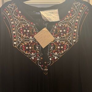 California Moonrise Boho Rayon Embroidered Blouse Size S